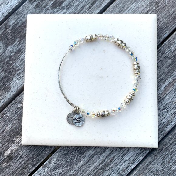 Alex and Ani Beaded Bangle – Clear Crystal Aurora Borealis + Silver Beads - Picture 2 of 2